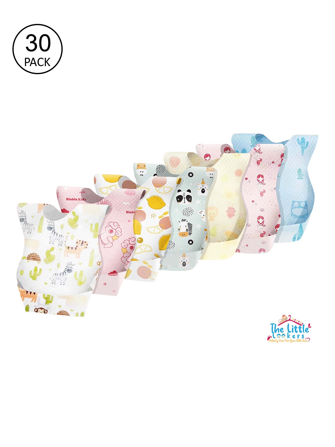 

The Little Lookers Infants Pack Of 10 Printed Disposable Bibs, Multi