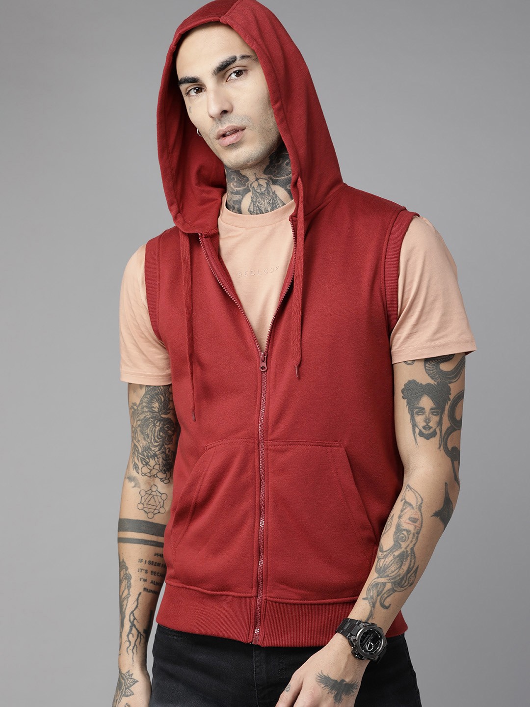 

The Roadster Lifestyle Co. Sleeveless Hooded Sweatshirt, Rust