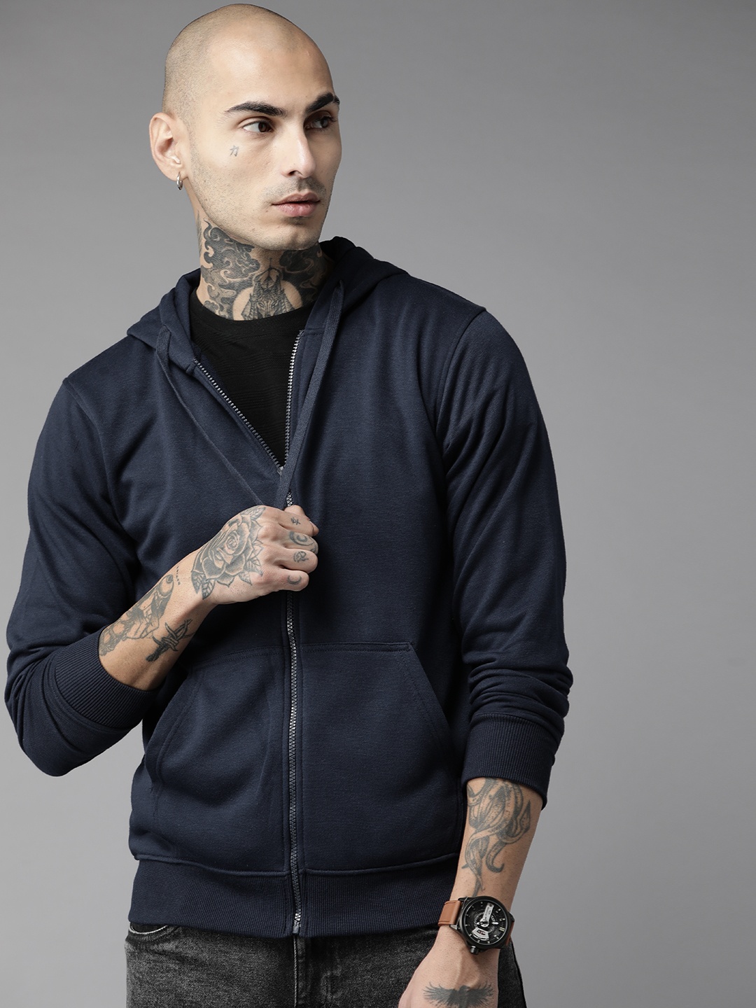 

The Roadster Lifestyle Co. Men Hooded Sweatshirt, Navy blue