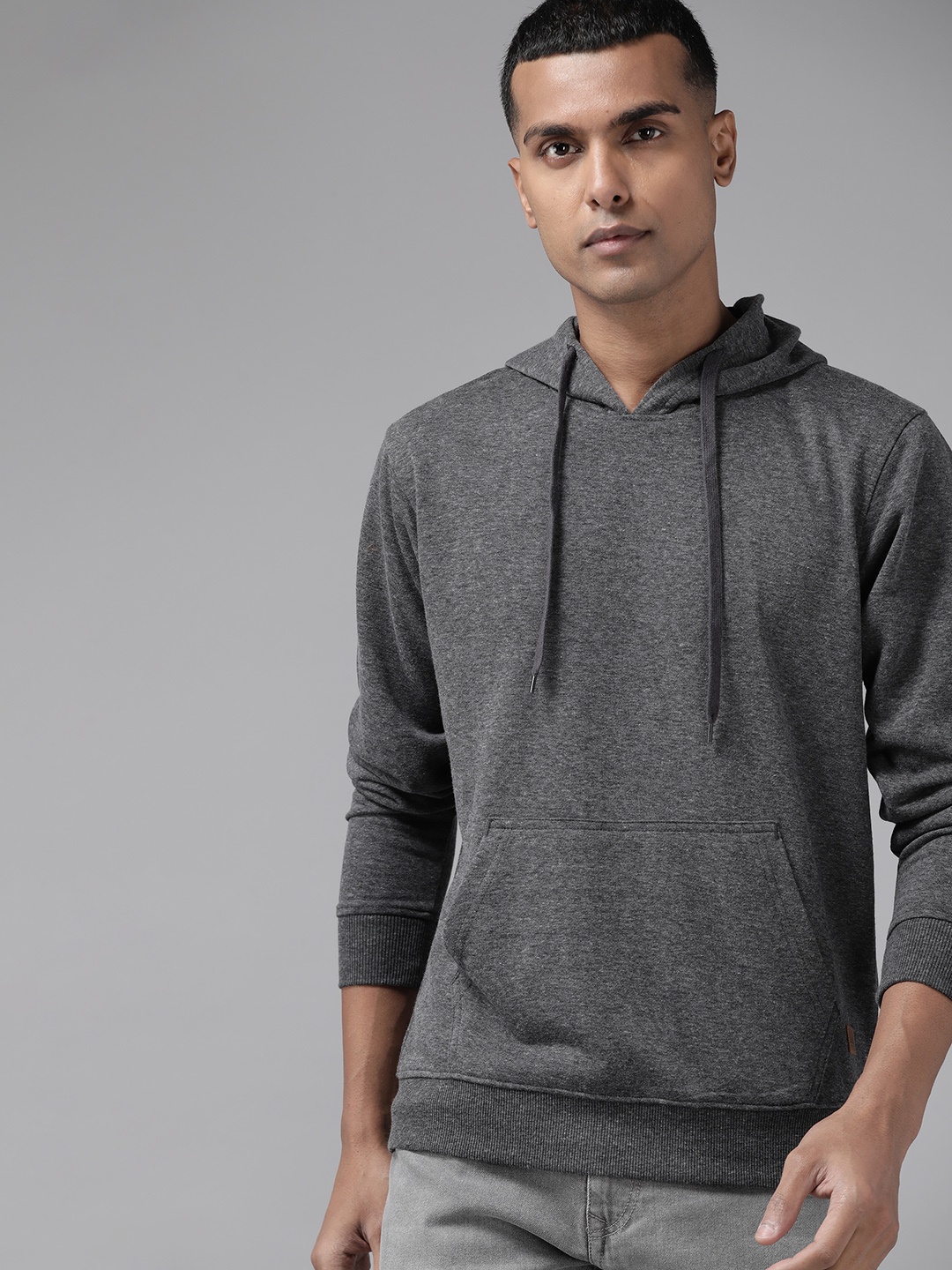 

The Roadster Lifestyle Co. Men Hooded Sweatshirt, Grey melange