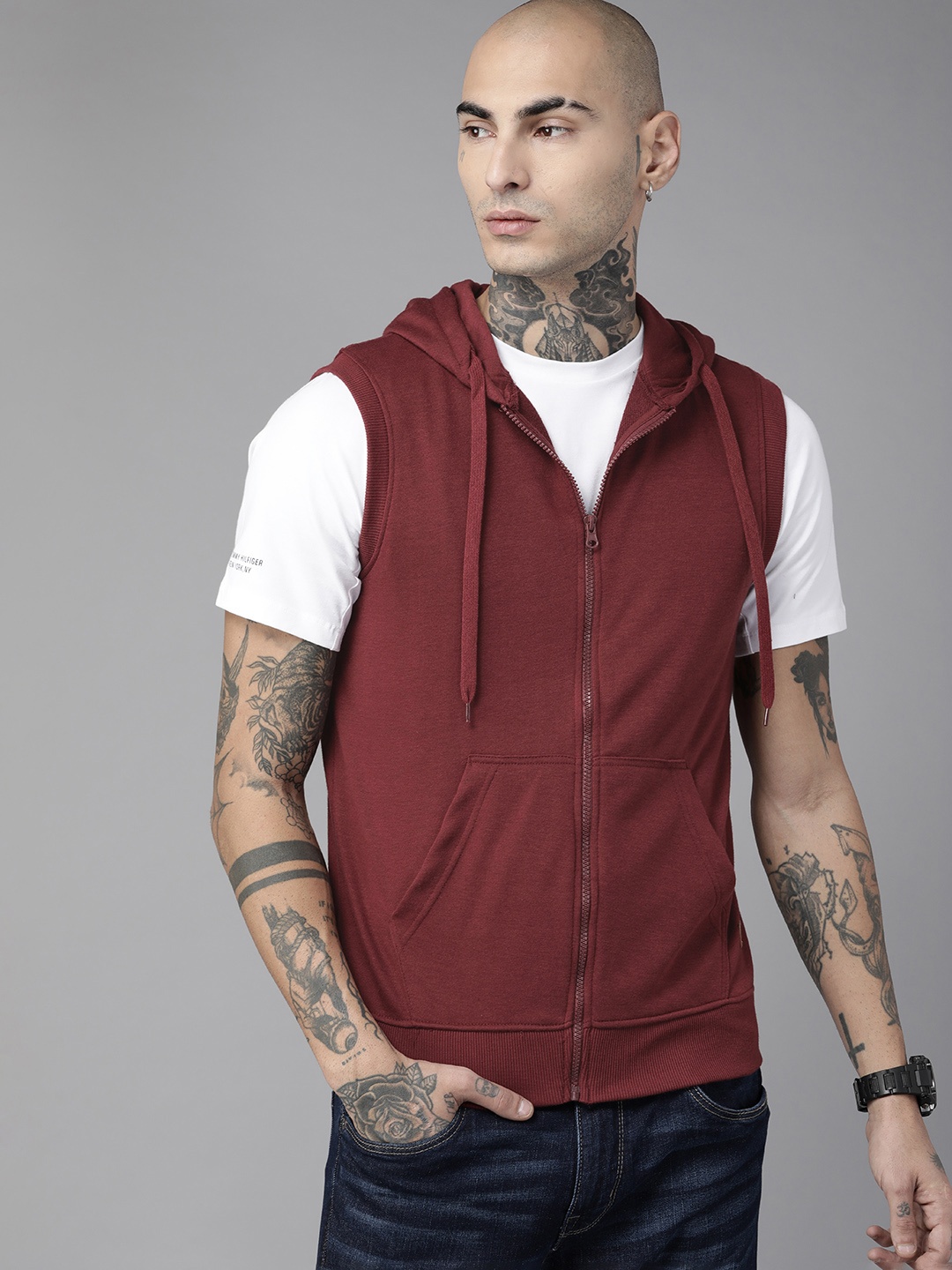 

The Roadster Lifestyle Co. Sleeveless Hooded Sweatshirt, Maroon