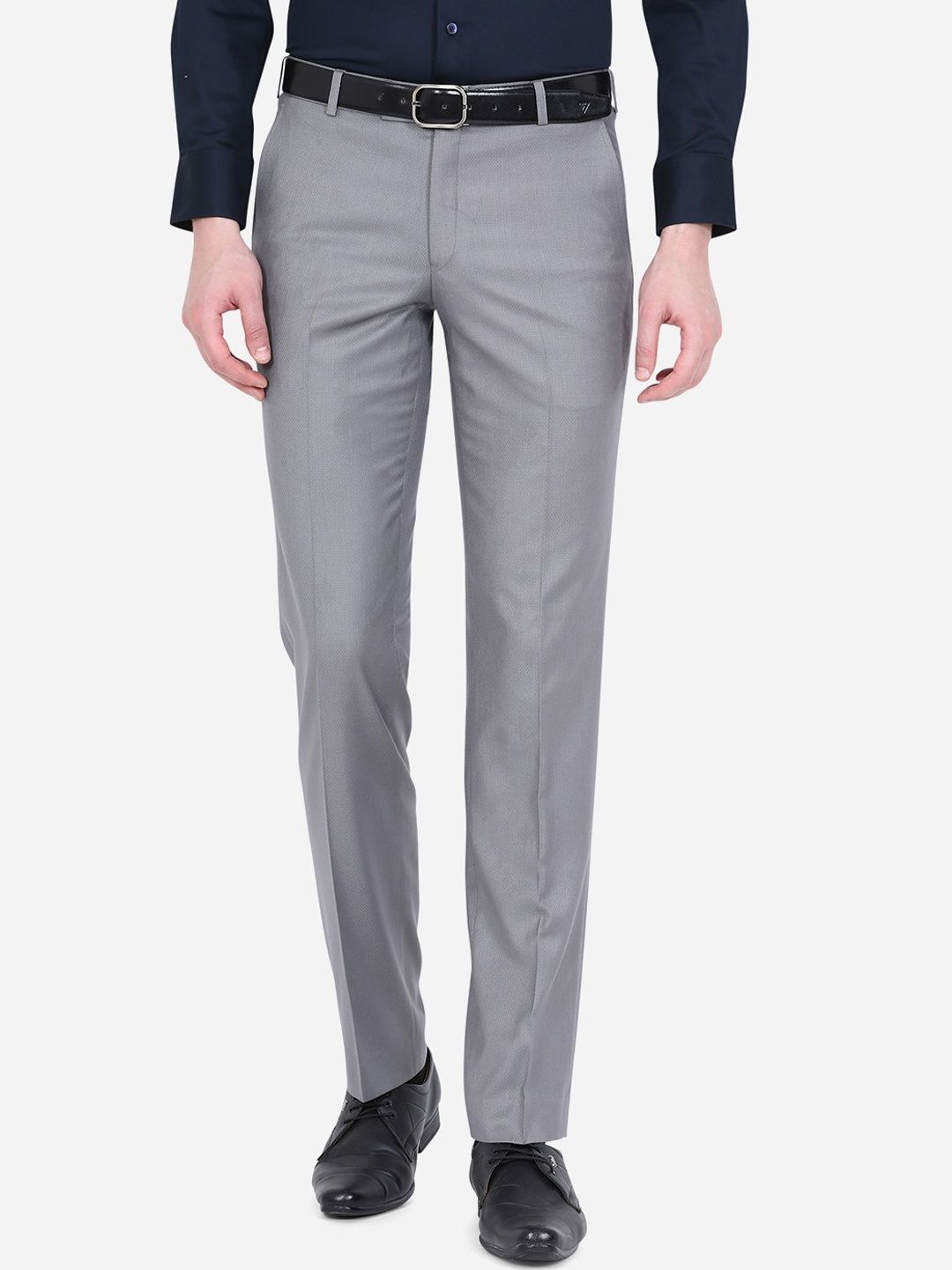

METAL Men Grey Slim Fit Formal Trousers