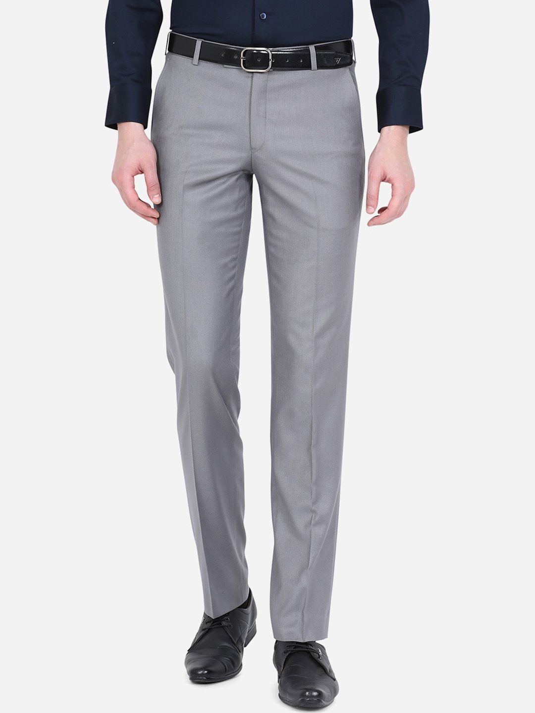 

METAL Men Grey Slim Fit Formal Trousers