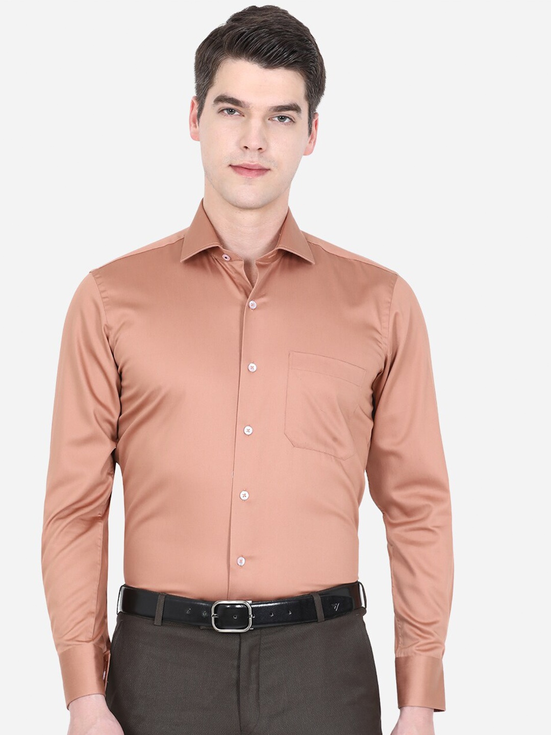 

METAL Men Orange Slim Fit Cotton Formal Shirt