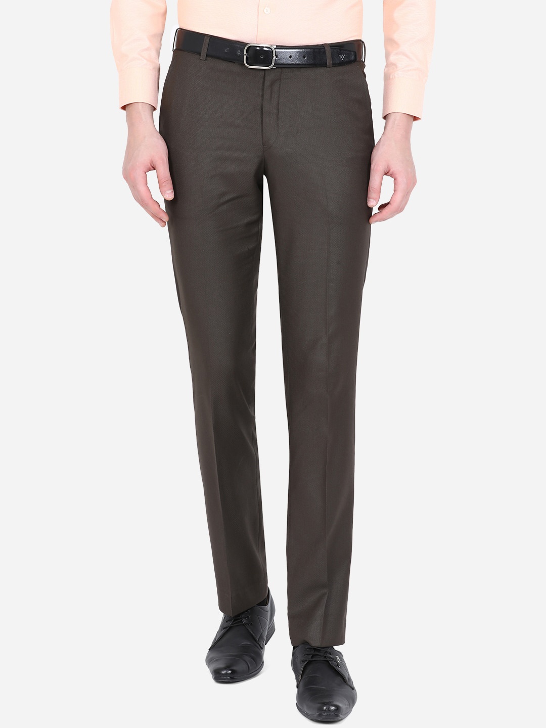 

METAL Men Coffee Brown Slim Fit Formal Trousers