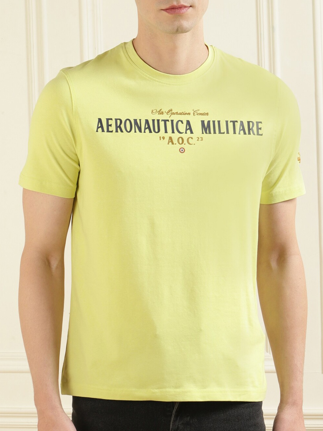 

Aeronautica Militare Men Yellow Typography T-shirt
