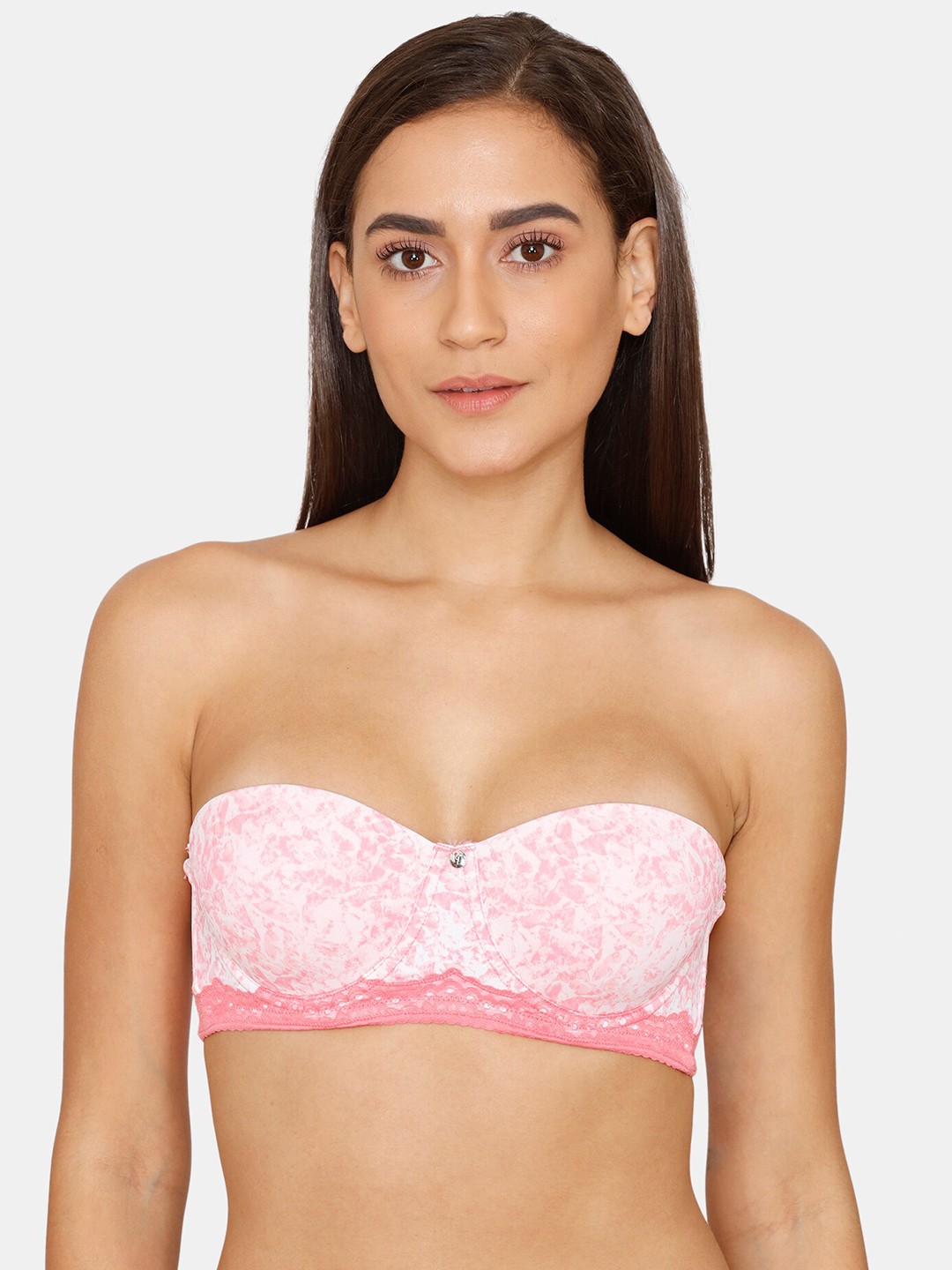 

Zivame Pink & White Floral Bra Underwired Lightly Padded