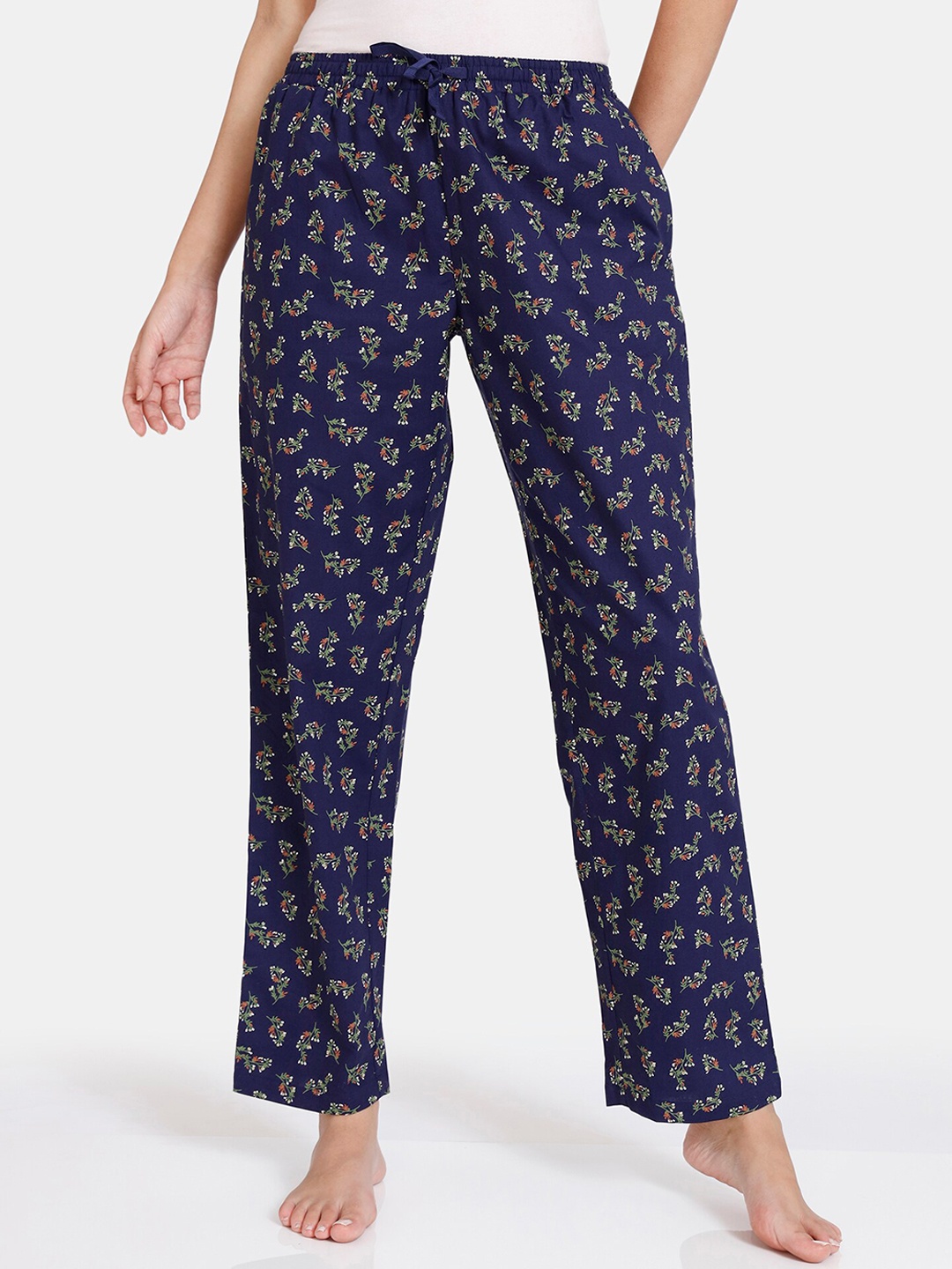 

Zivame Women Navy Blue Printed Pure Cotton Lounge Pant