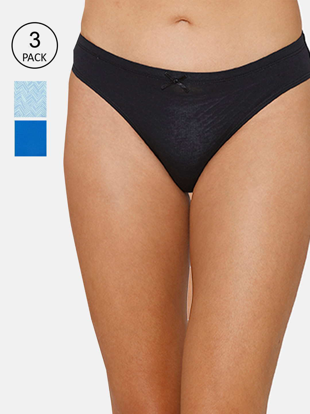 

Zivame Women Pack Of 3 Assorted Bikini Briefs, Black