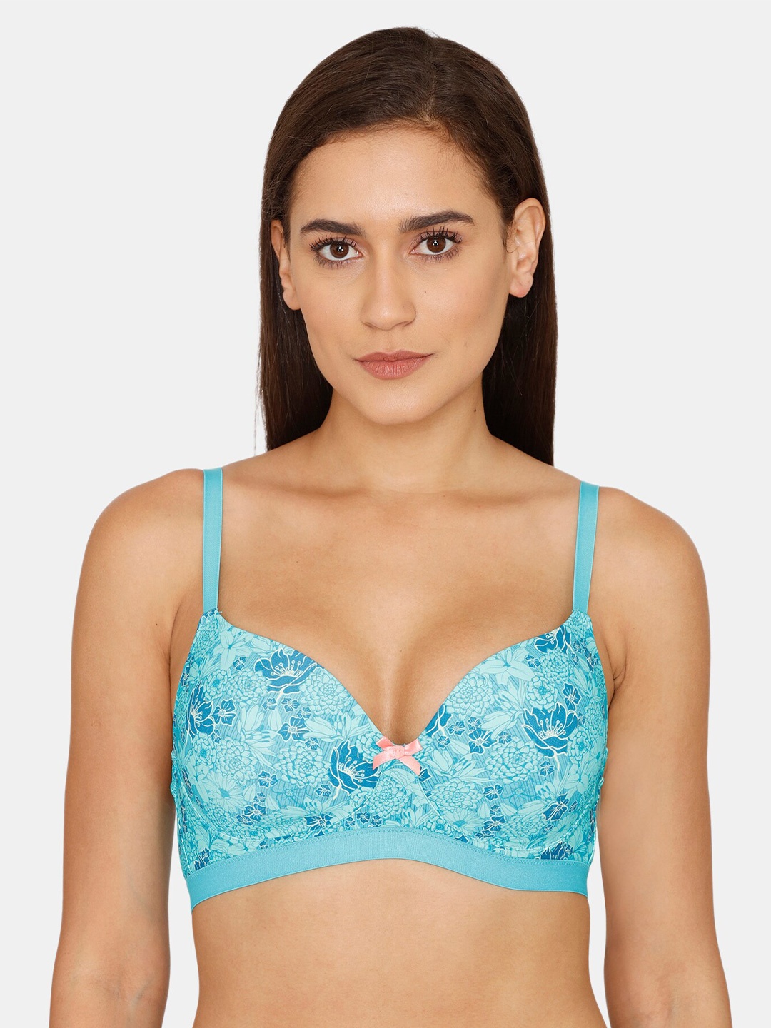 

Zivame Blue Floral Bra Lightly Padded