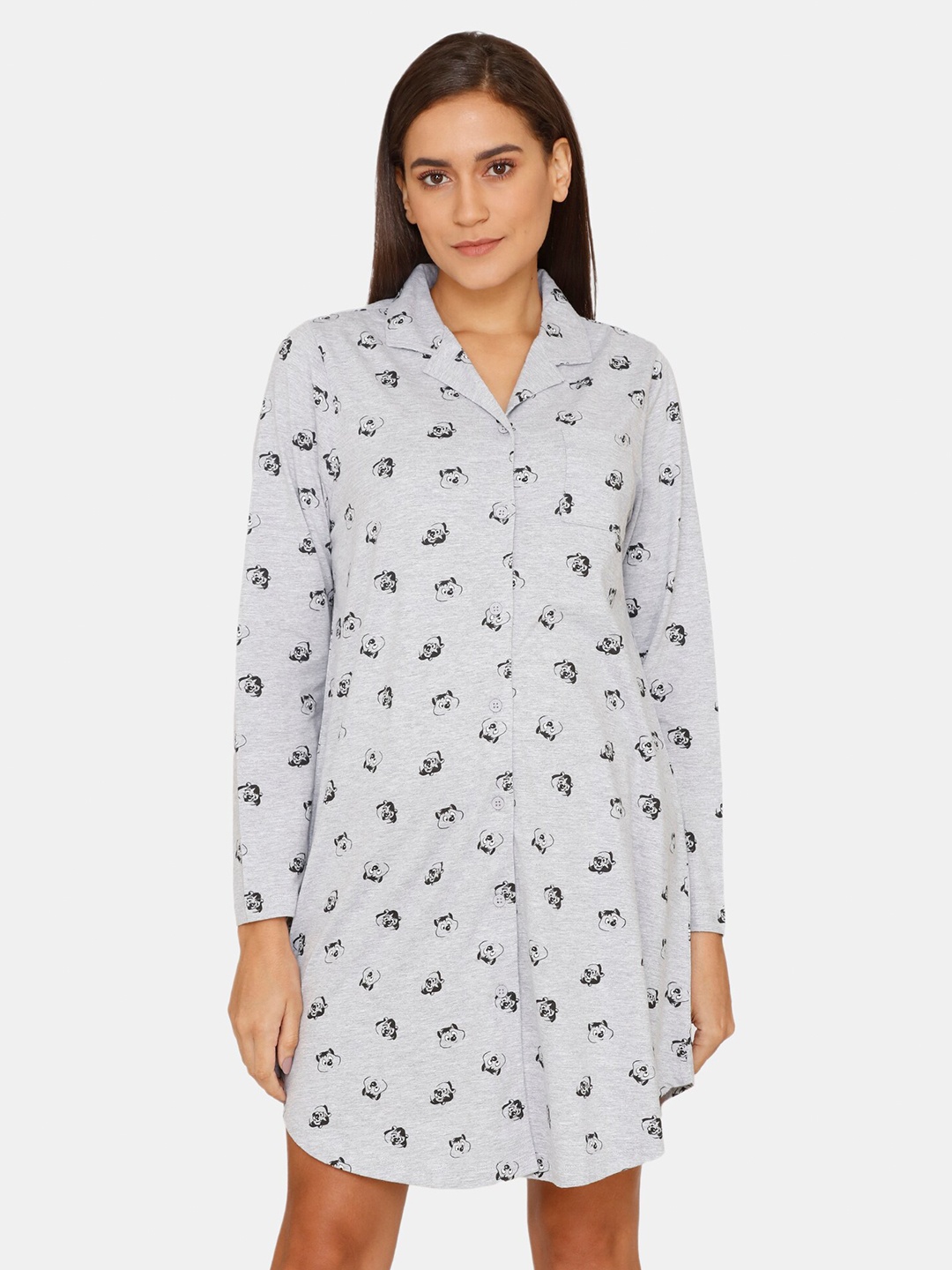 

Zivame Grey Printed Nightdress