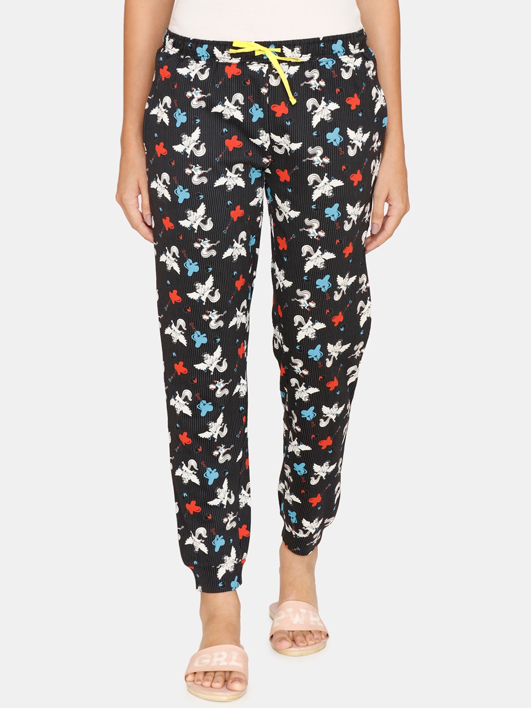 

Zivame Women Black Printed Pure Cotton Lounge Pant