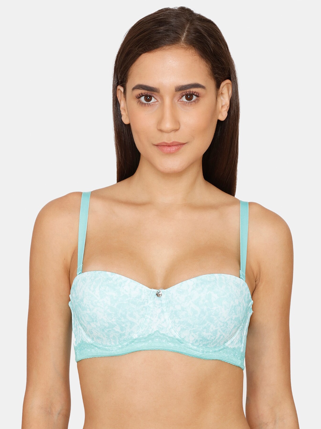 

Zivame Sea Green Floral Bra Underwired Lightly Padded