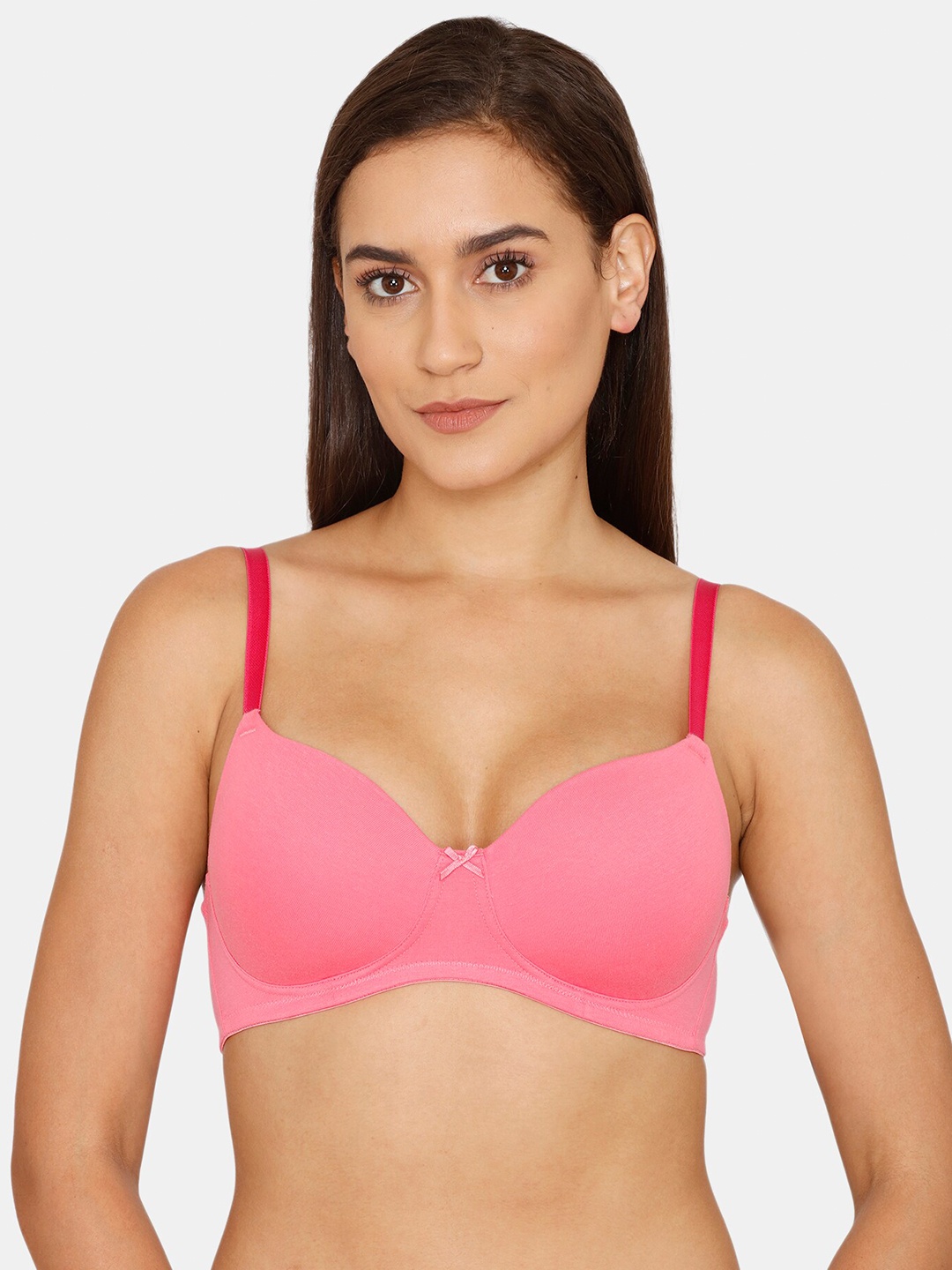 

Zivame Pink & Red Lightly Padded T-Shirt Bra