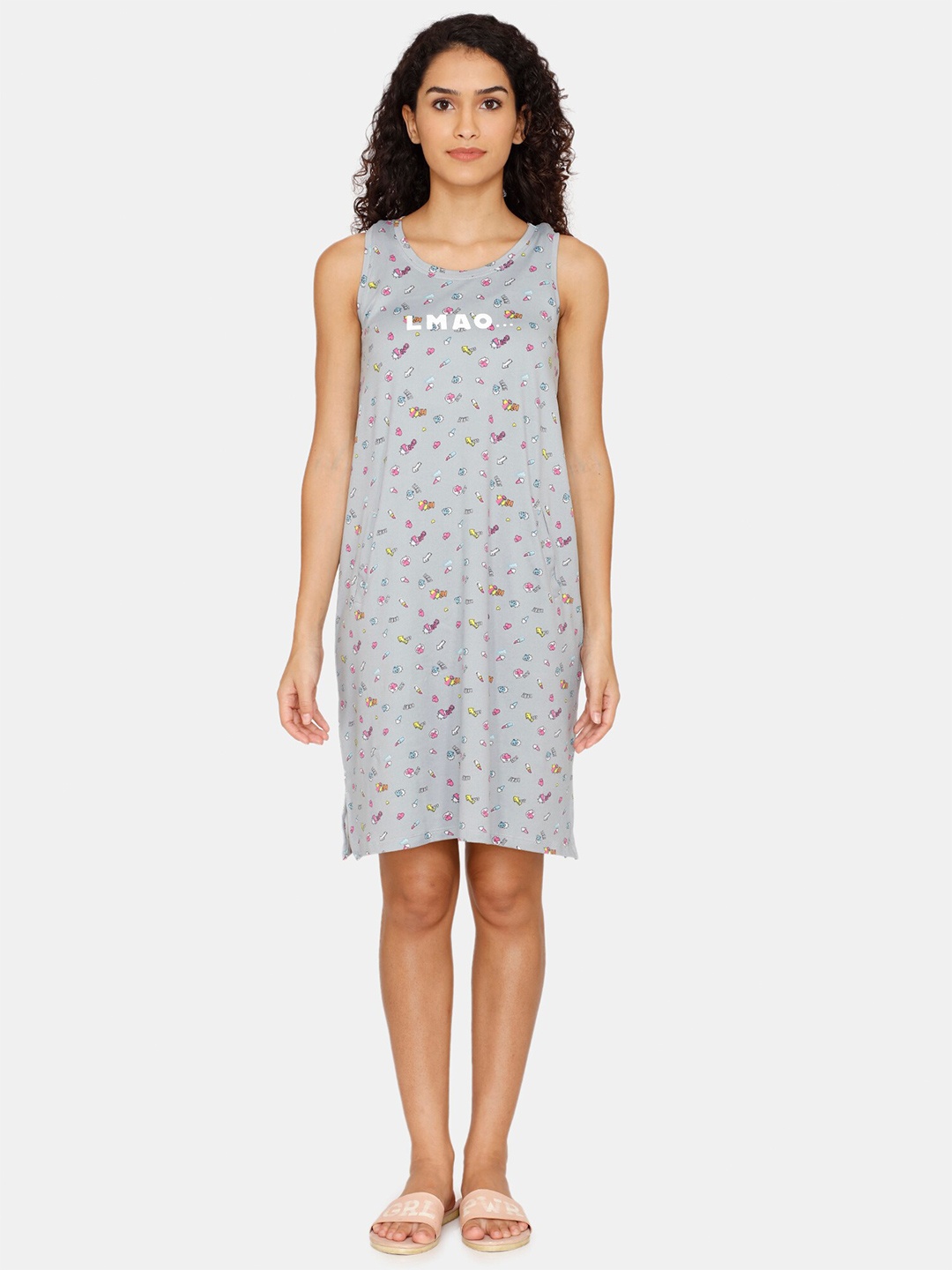 

Zivame Grey Printed Nightdress