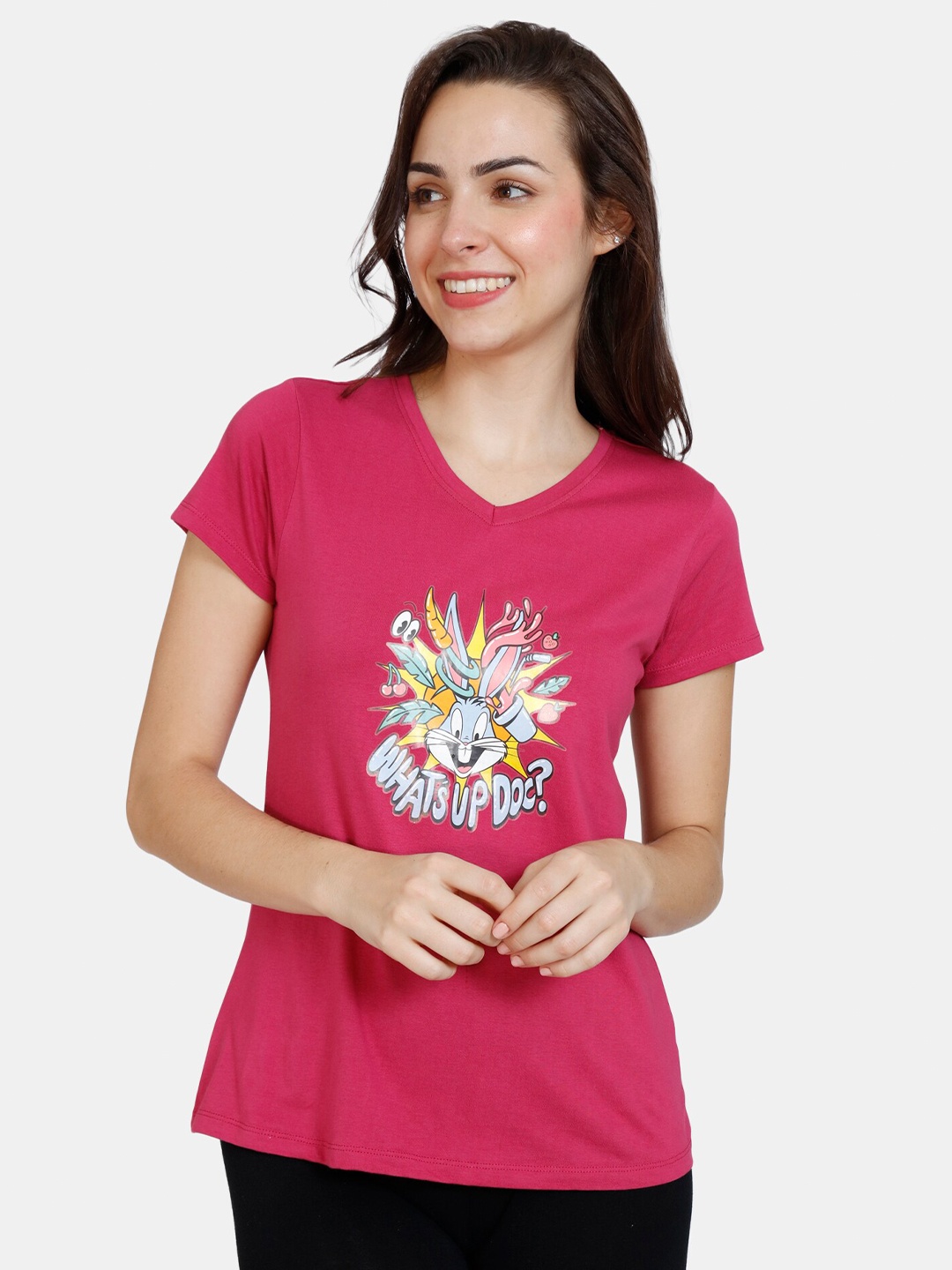 

Zivame Purple Floral Print Top