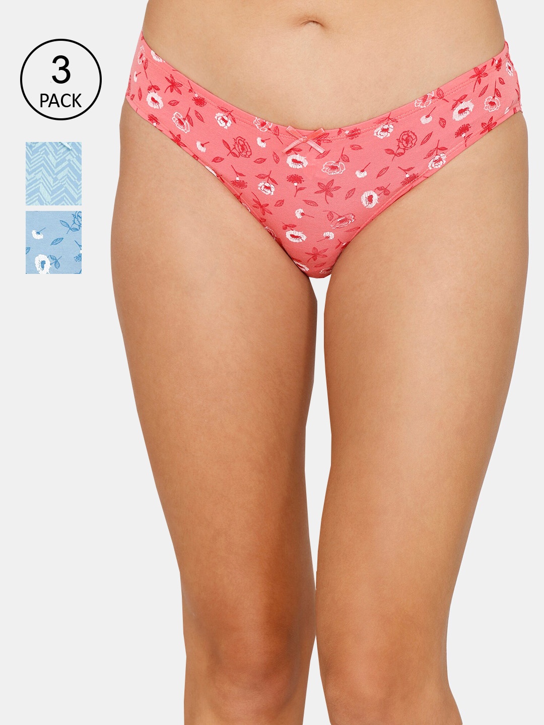 

Zivame Women Pack Of 3 Assorted Bikini Briefs, Multi