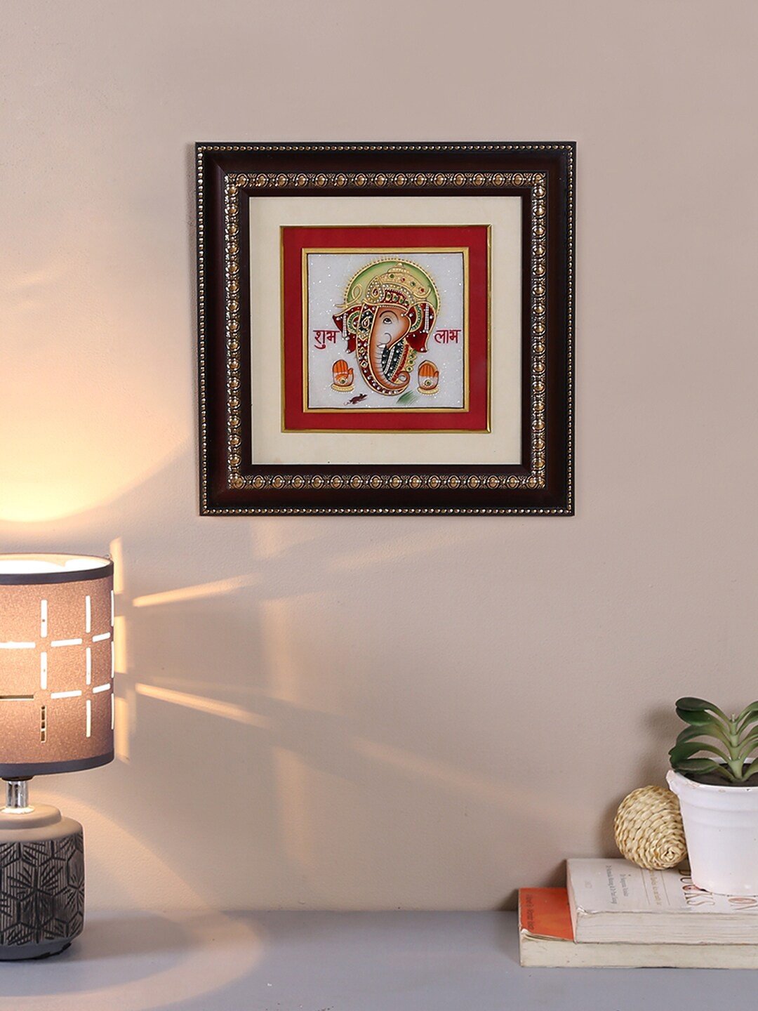 

Aapno Rajasthan Red & Gold Lord Ganesh Painted Hanging Wall Decor