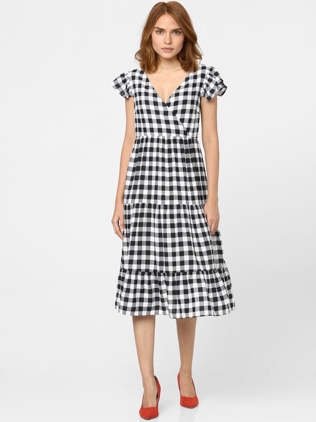 

Vero Moda Black & White Checked Midi Dress