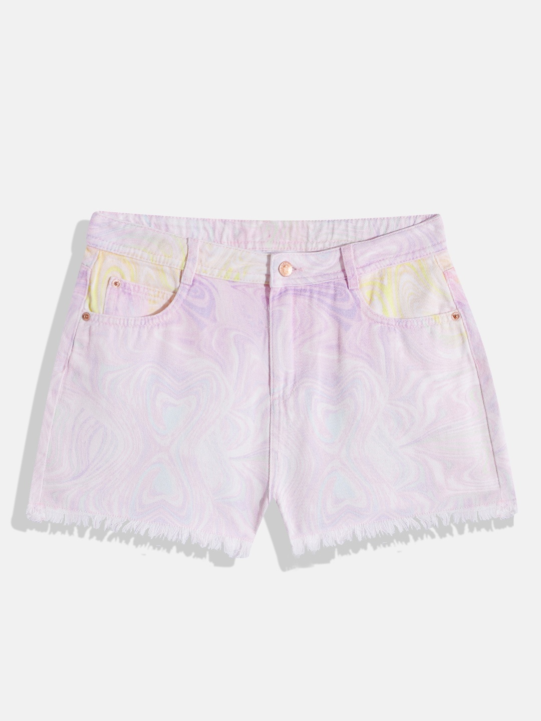 

Marks & Spencer Girls Cotton Abstract Print Denim Shorts, White