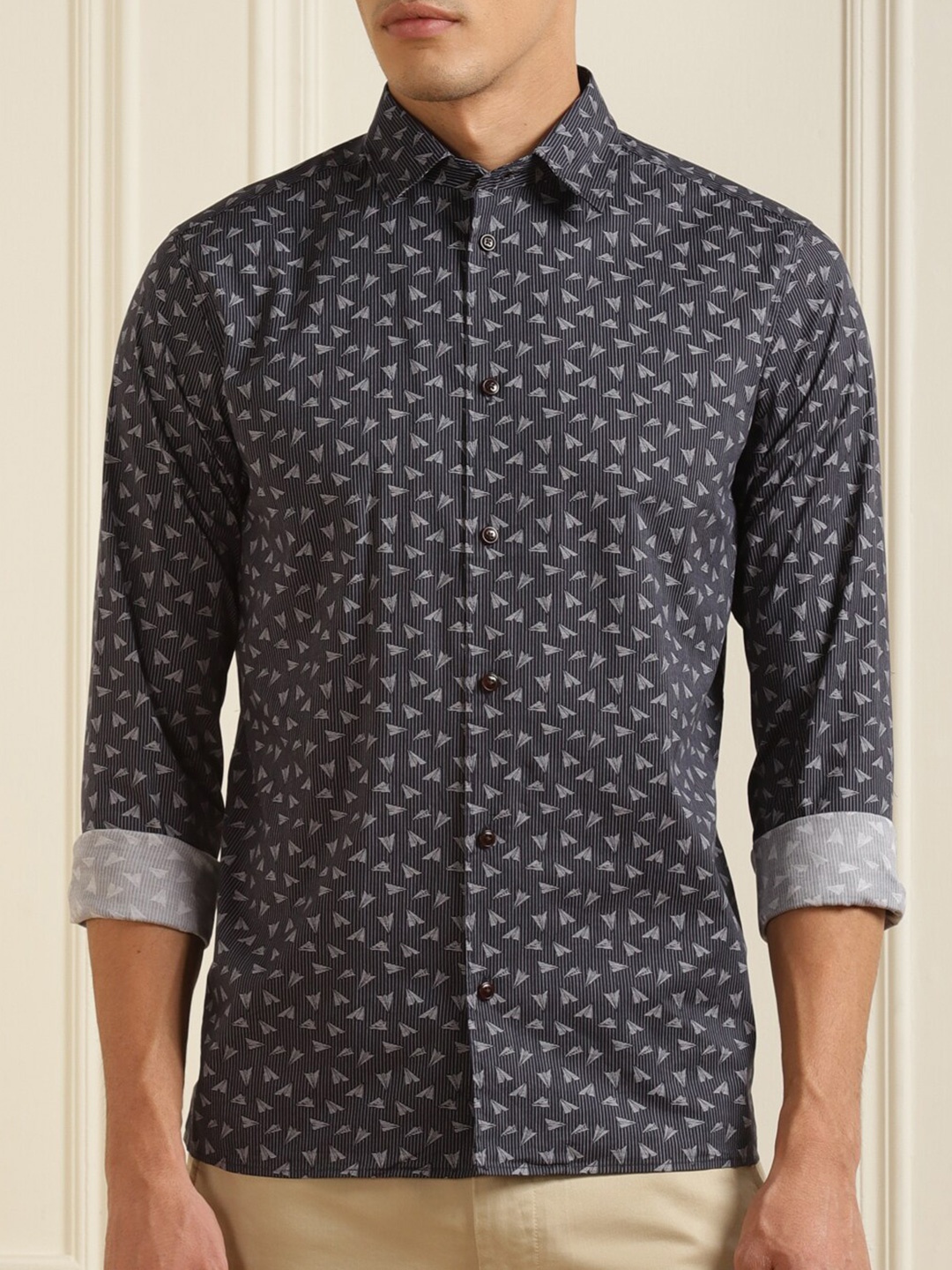 

Ted Baker Men Navy Blue Slim Fit Printed Casual Shirt