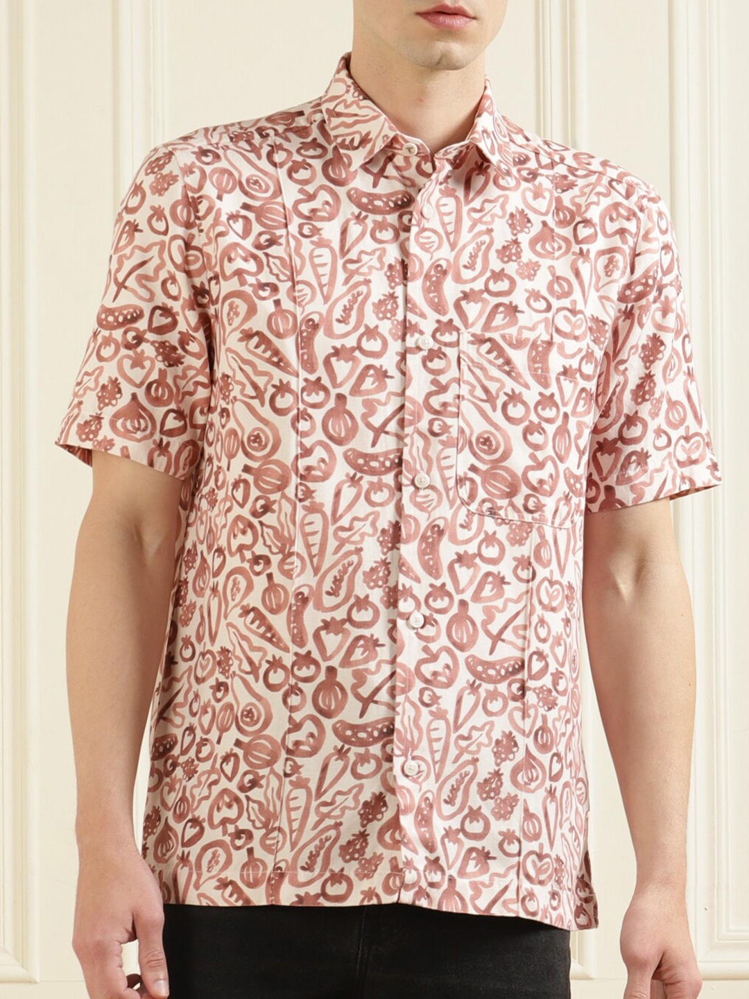 

Ted Baker Men Orange Floral Printed Slim Fit Casual Shirt