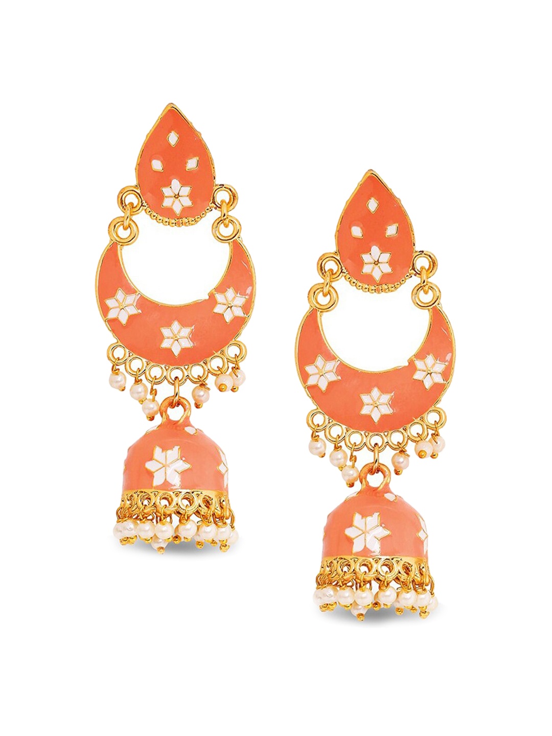 

Mahi Orange Crescent Shaped Jhumkas Earrings