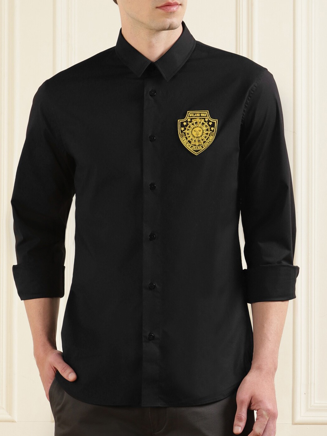 

Versace Jeans Couture Men Black Slim Fit Casual Shirt
