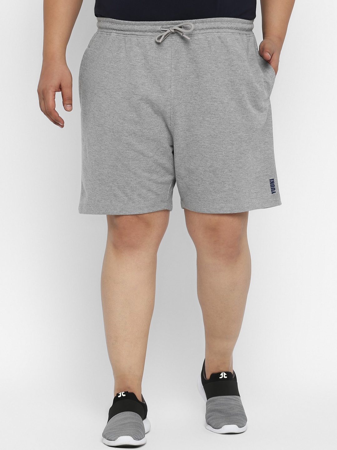 

Yuuki Men Plus Size Grey Melange Rapid-Dry Training or Gym Sports Shorts