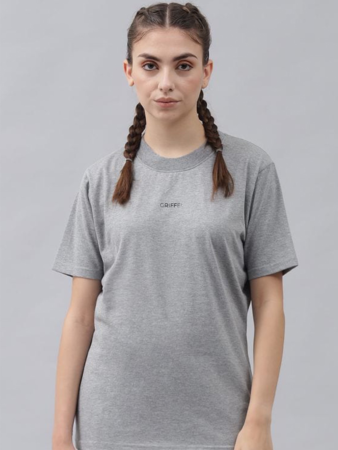 

GRIFFEL Women Grey Solid T-shirt