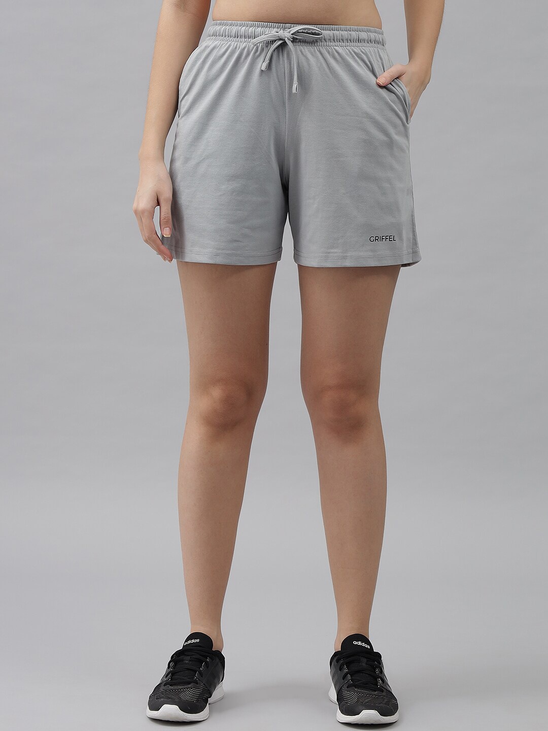 

GRIFFEL Women Steel Loose Fit Cotton Sports Shorts