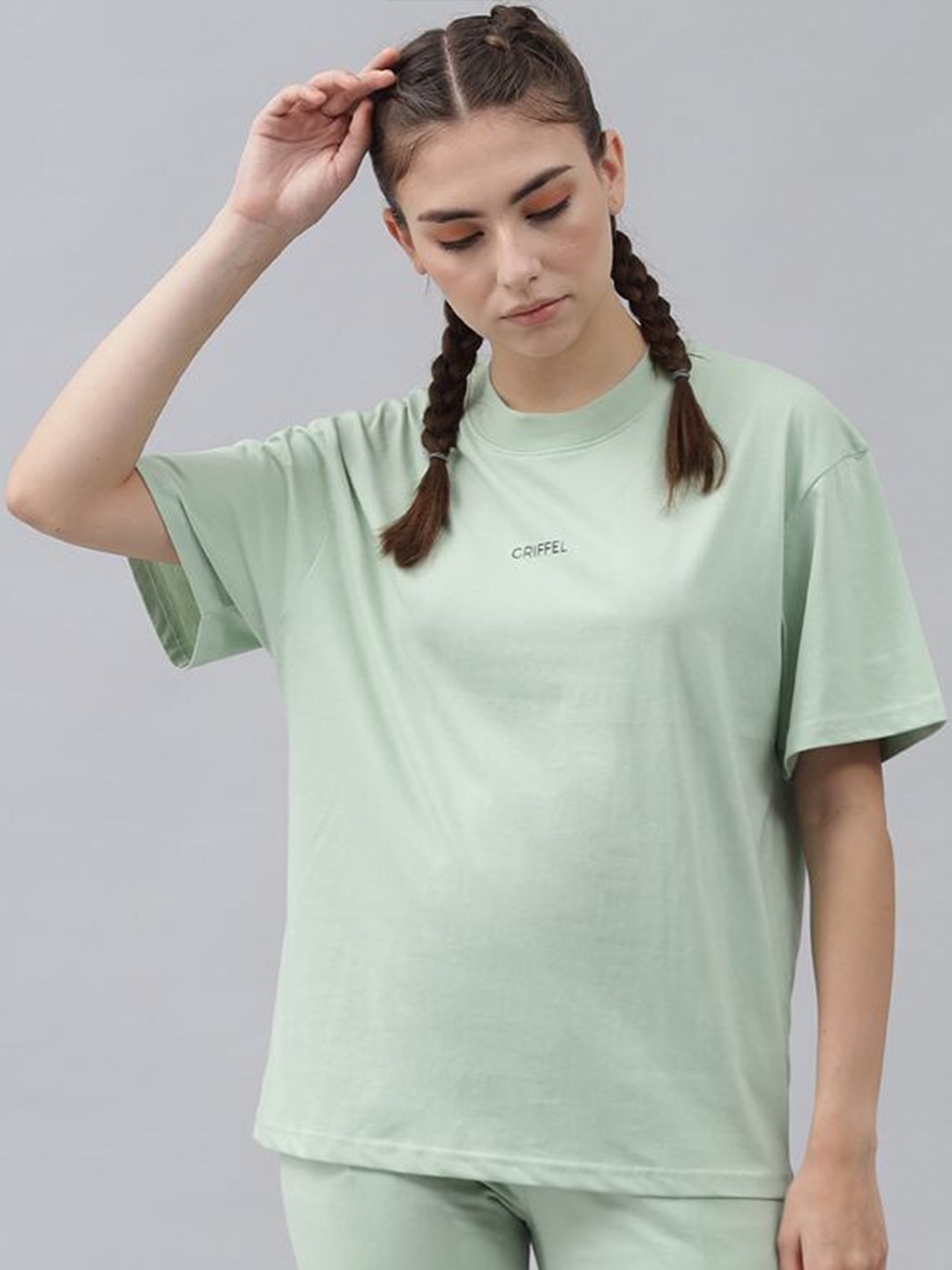 

GRIFFEL Women Sea Green Solid T-shirt