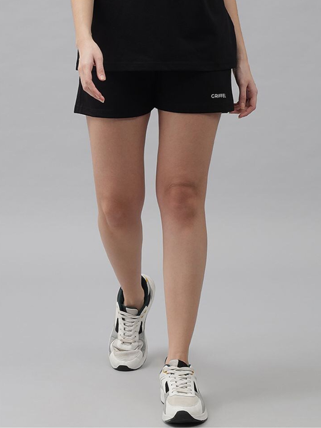 

GRIFFEL Women Black Solid Sports Shorts