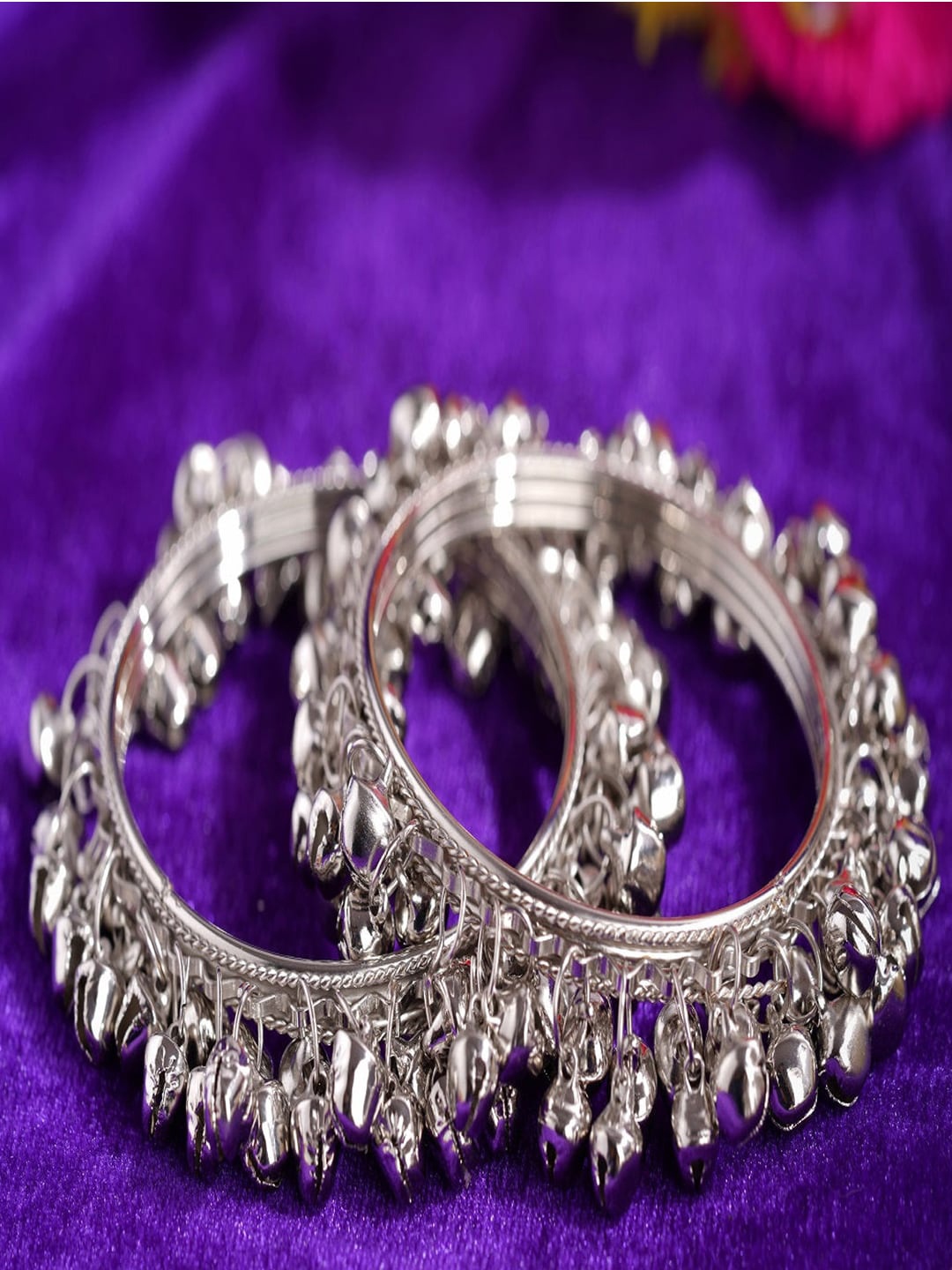 

Shining Diva Set Of 2 Silver-Plated Silver Bangle