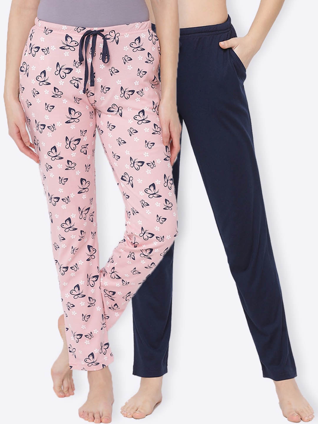 

Kanvin Pack Of 2 Printed Pure Cotton Lounge Pants, Pink