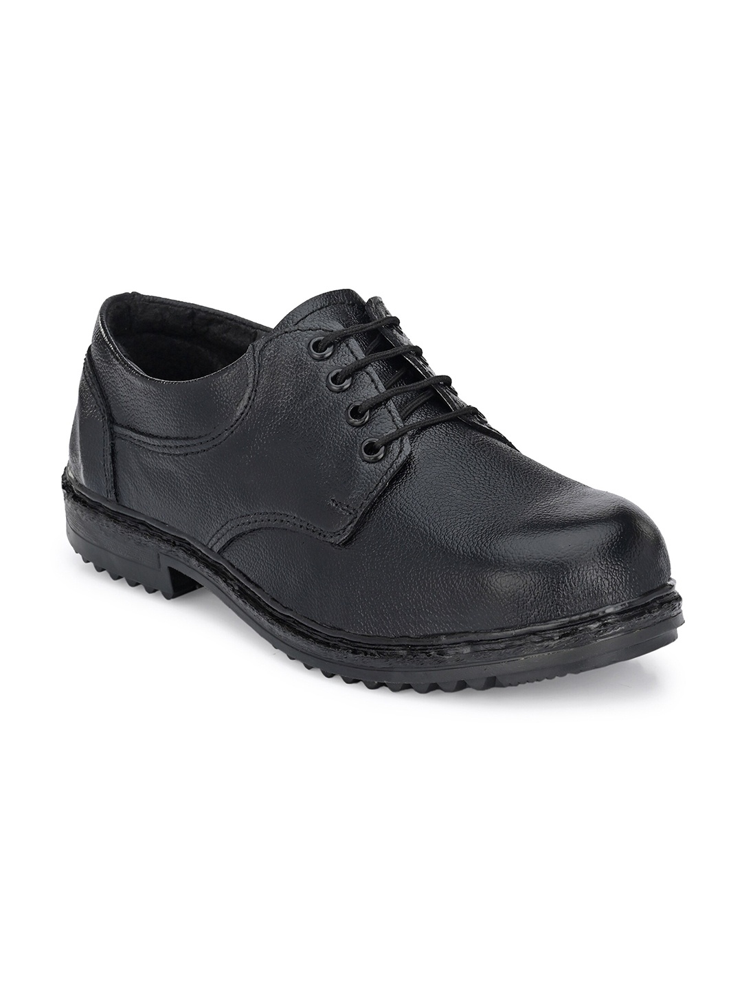 

Hundo P Men Black Leather Derby Shoes