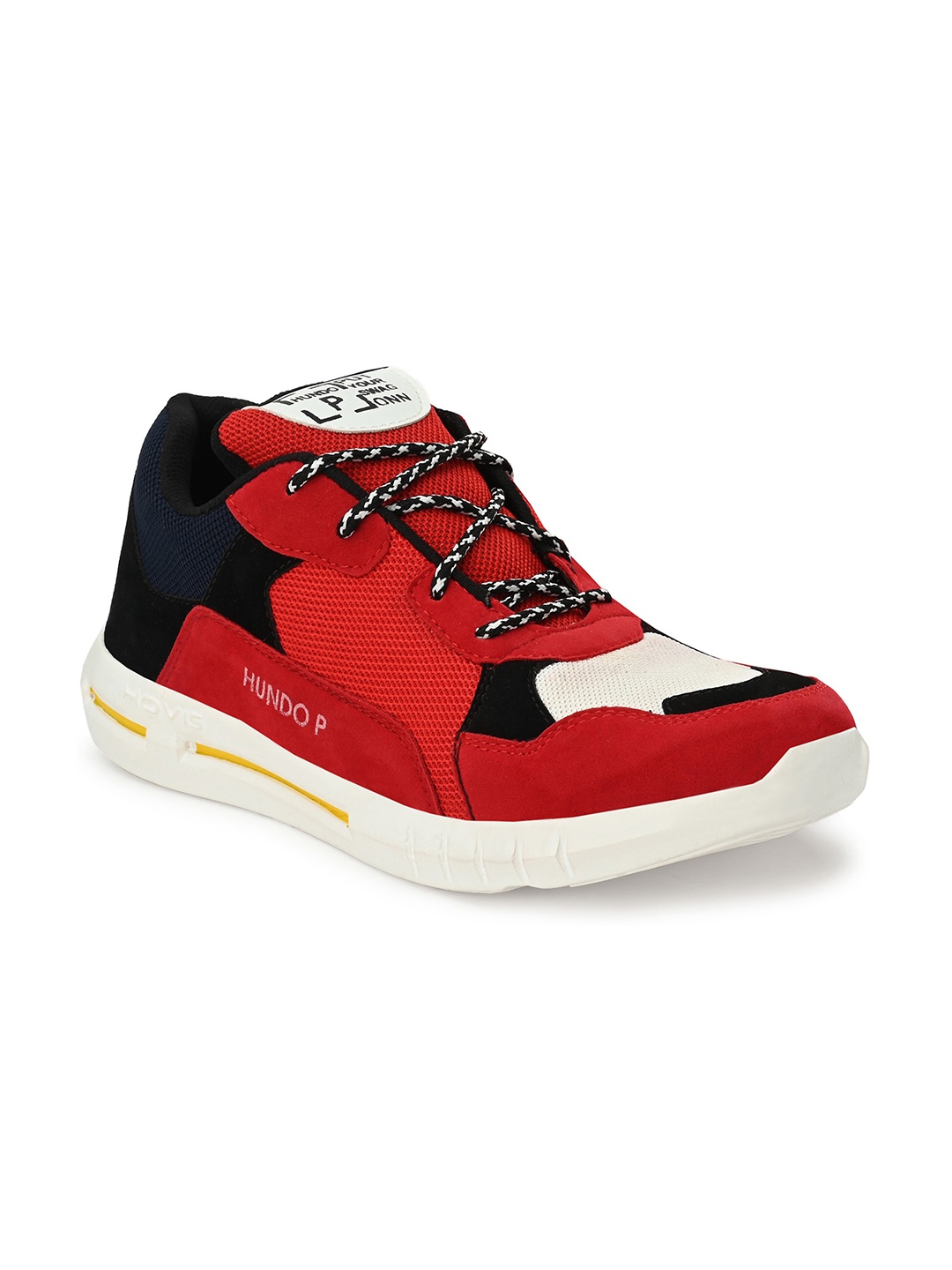 

Hundo P Men Red & Black Colourblocked Canvas Sneakers