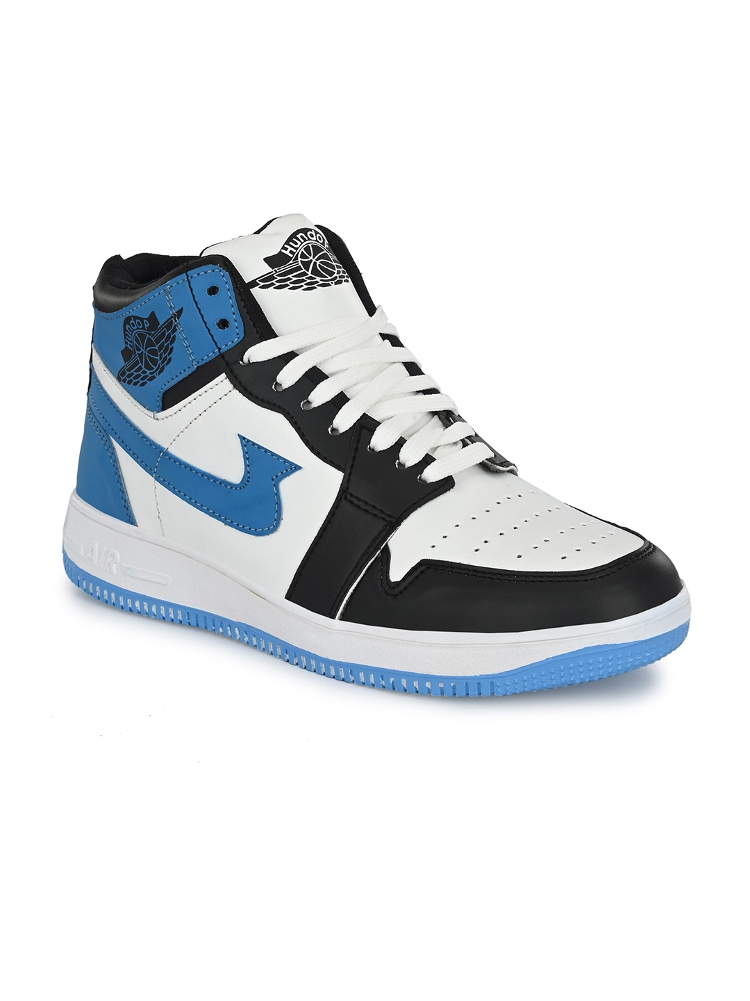 

Hundo P Men White Colourblocked High-Top Sneakers