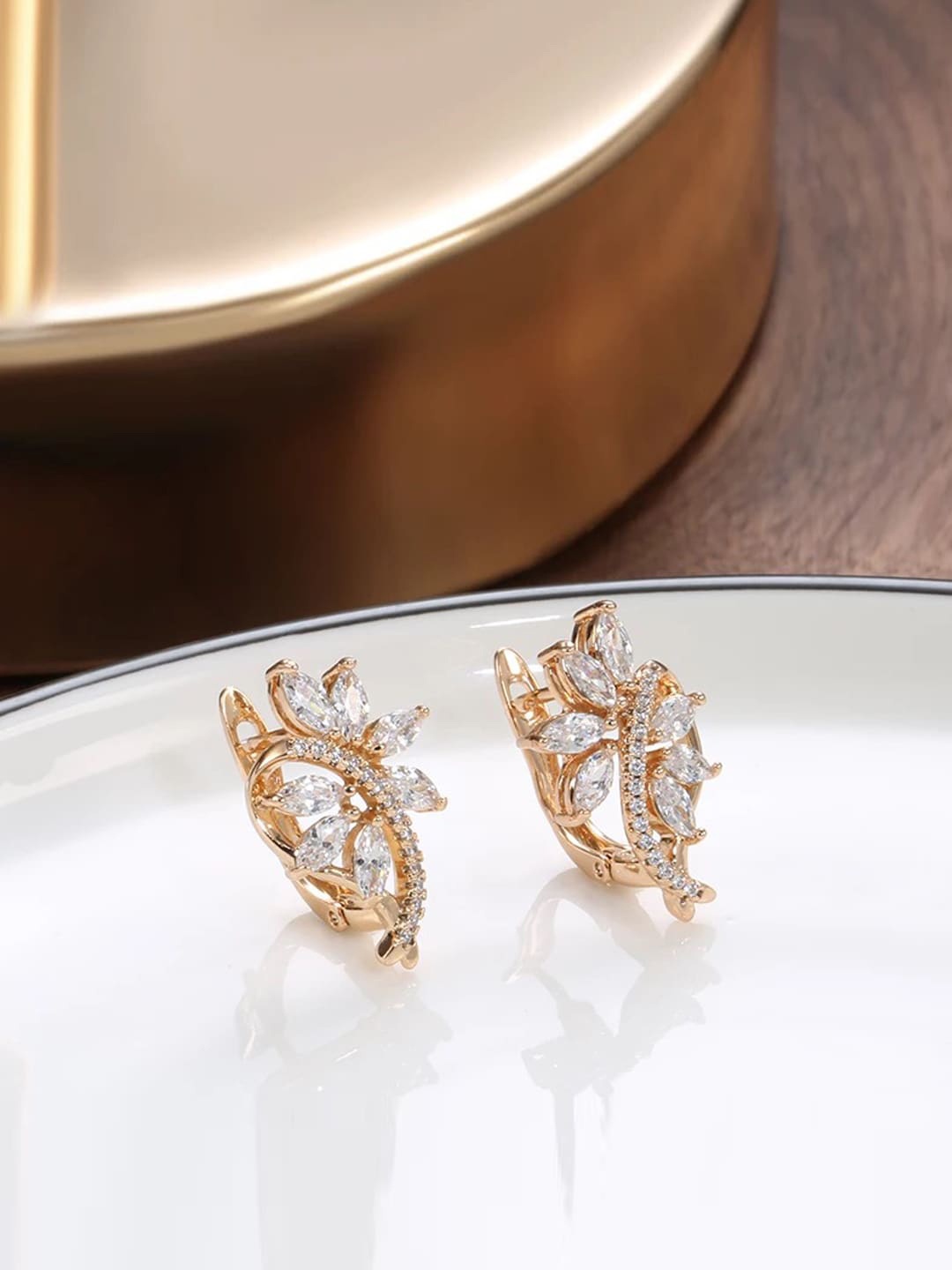 

Shining Diva Fashion 18k Rose Gold Plated Zircon Earrings