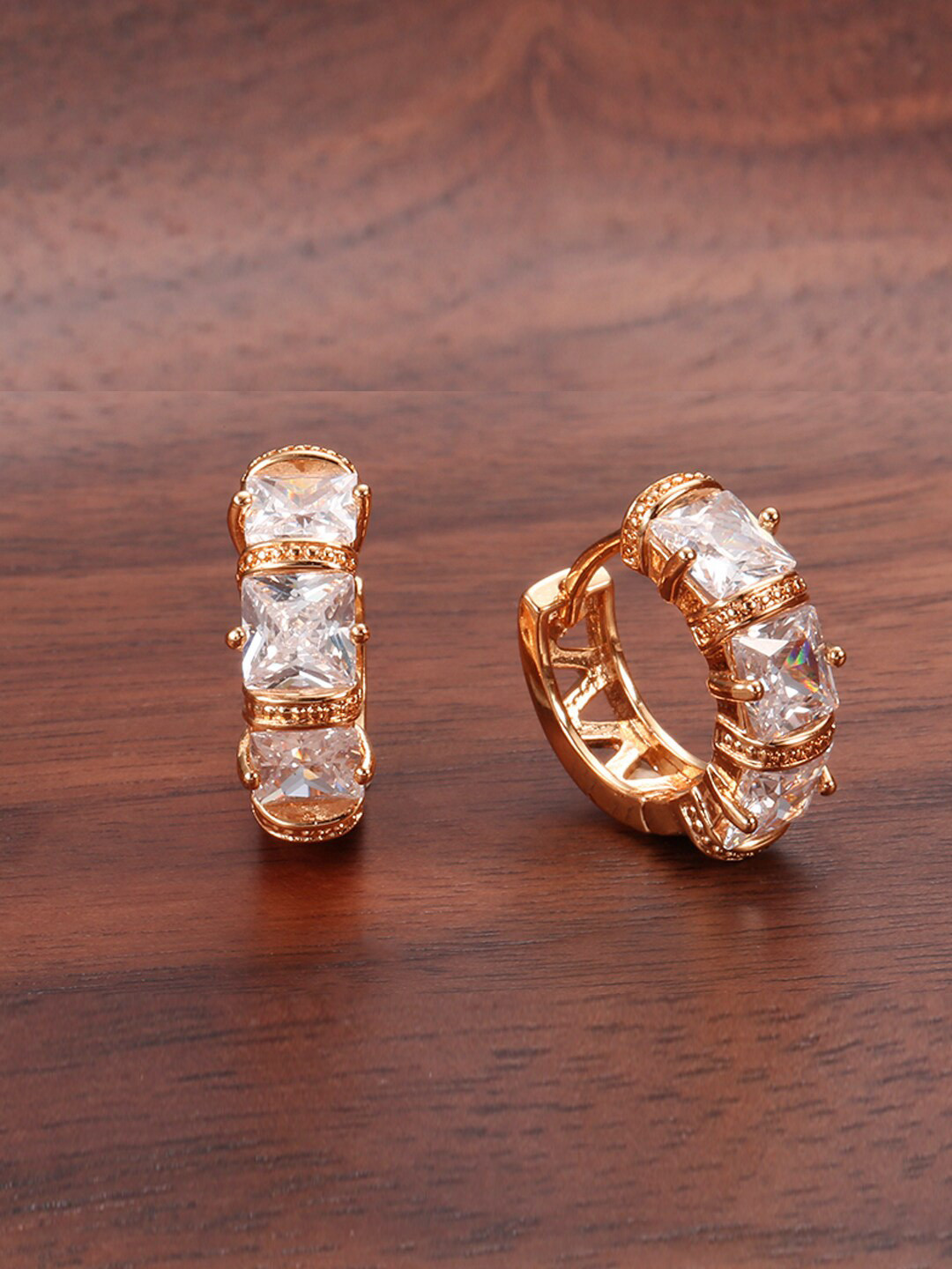 

Shining Diva Fashion 18k Rose Gold Plated Zircon Earrings