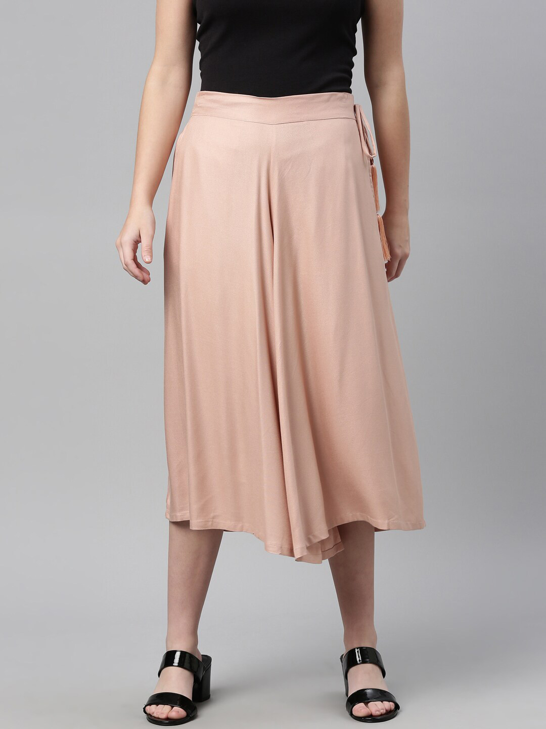 

LAYA Women Beige Flared Liva Cropped Palazzos