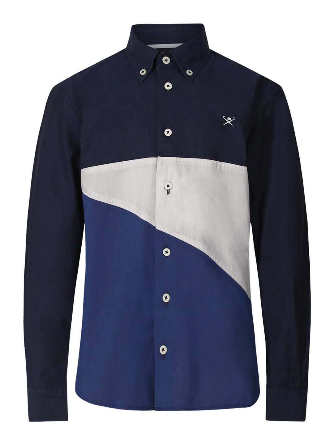 

HACKETT LONDON Boys Blue & White Colourblocked Casual Shirt