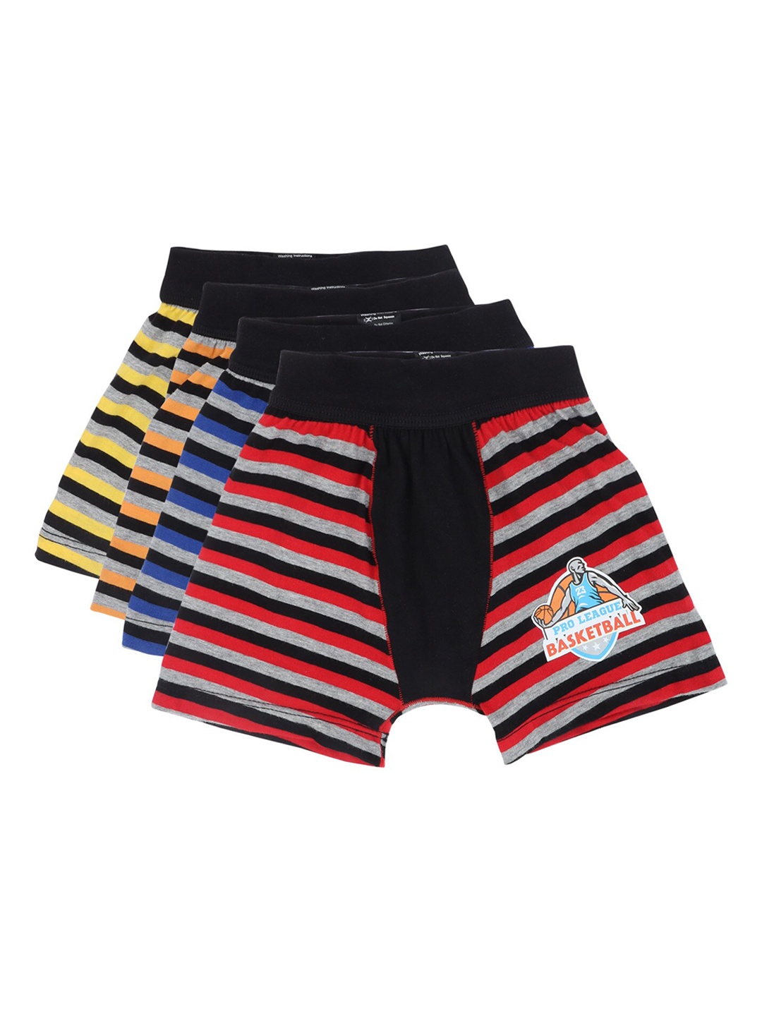 

Bodycare Kids Boys Pack of 4 Assorted Striped Cotton Trunks