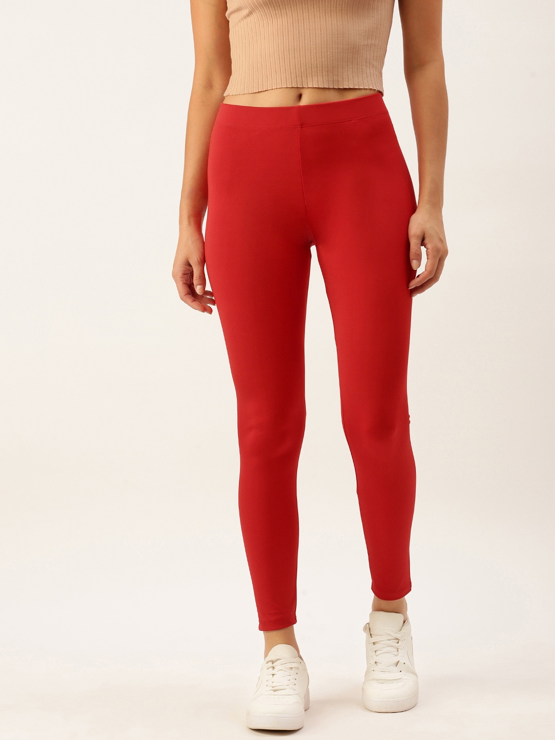 

FOREVER 21 Women Red Solid Leggings