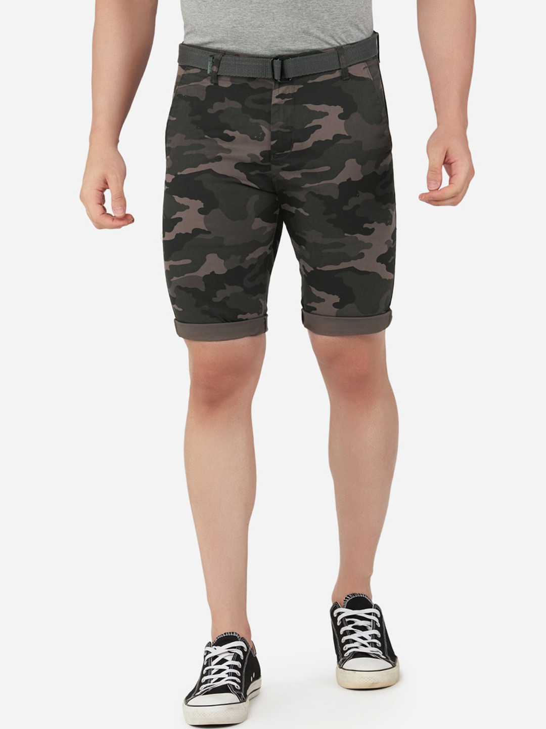 

beevee Men Grey Camouflage Printed Outdoor Shorts
