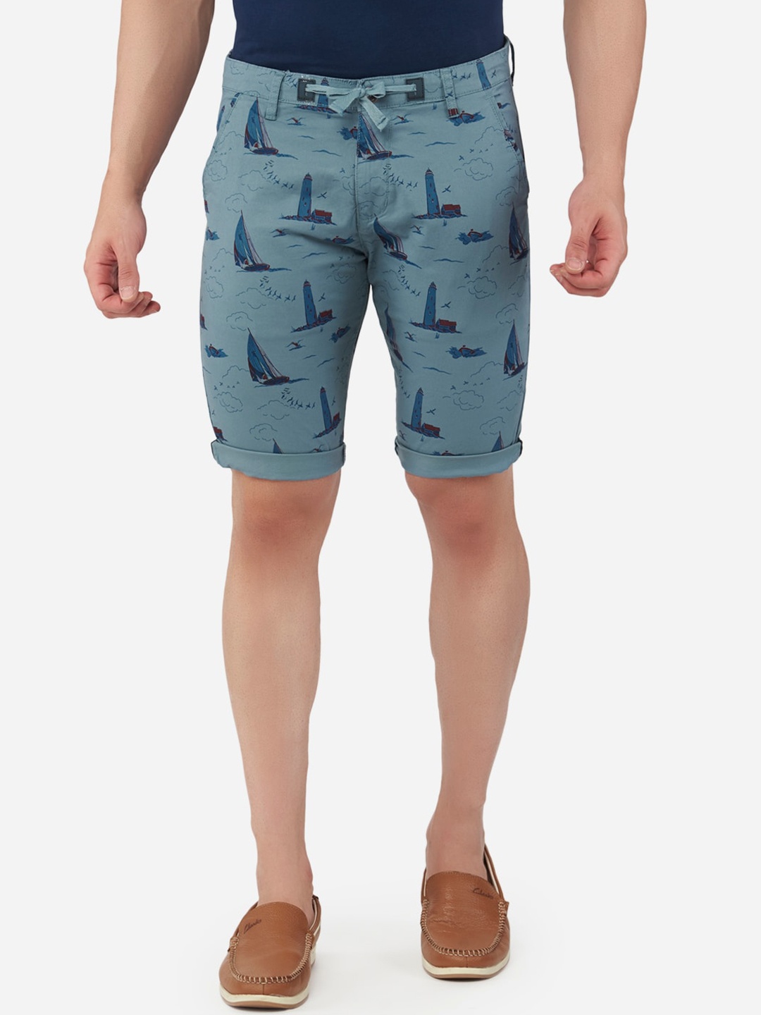 

beevee Men Navy Blue Conversational Printed Outdoor Shorts