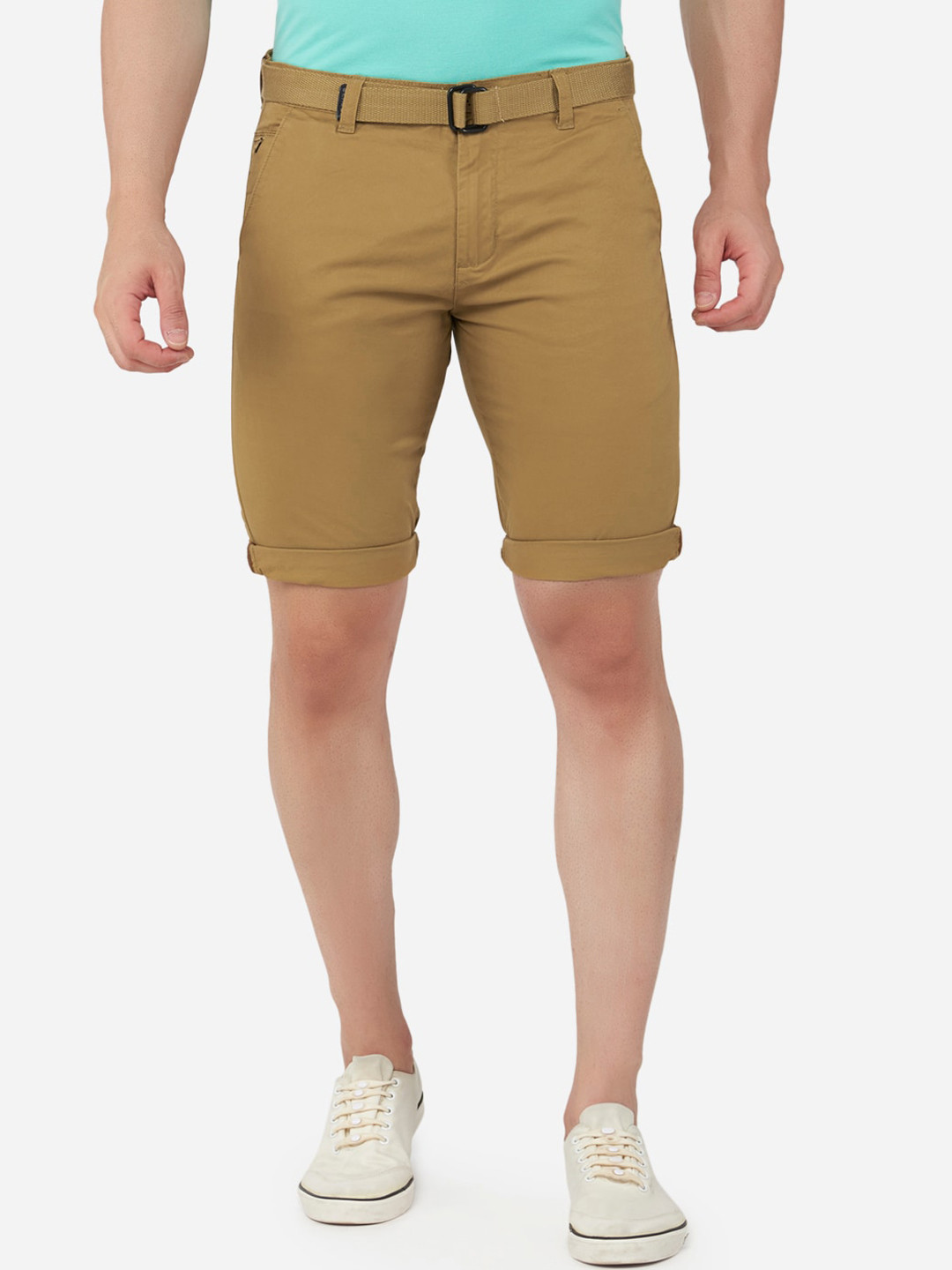 

beevee Men Khaki Shorts with Belt