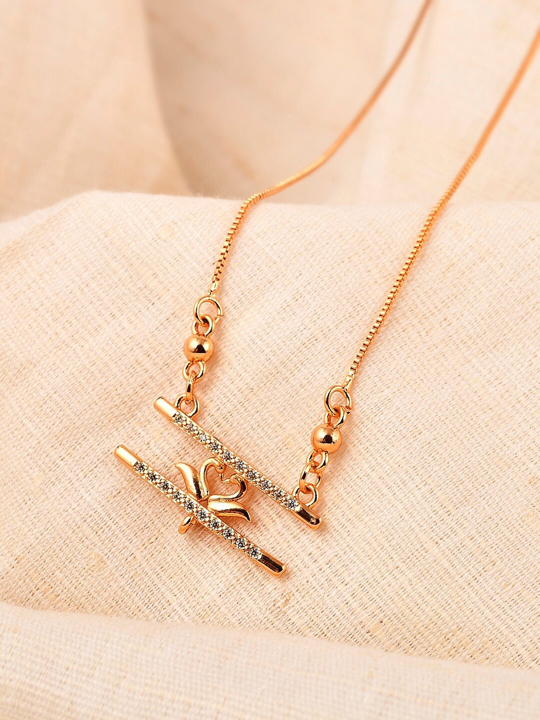 

Shoshaa Gold-Plated Handcrafted American Diamond Stones Chains