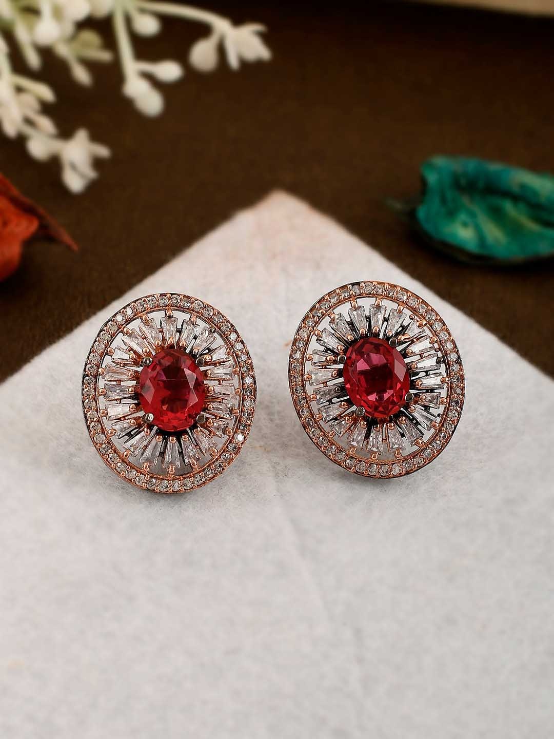 

Shoshaa Rose Gold Plated & White Circular Studs