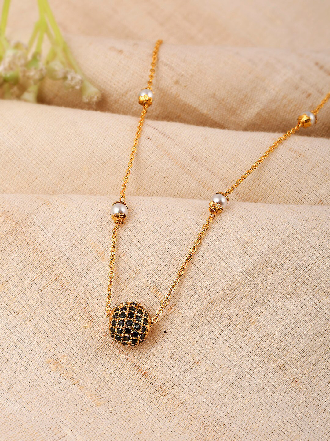 

Shoshaa Gold-Plated Black Handcrafted Chain